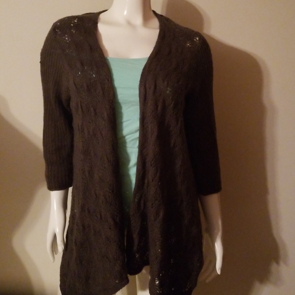 Grey 3/4 Quarter Sleeve Cardigan  Size L
